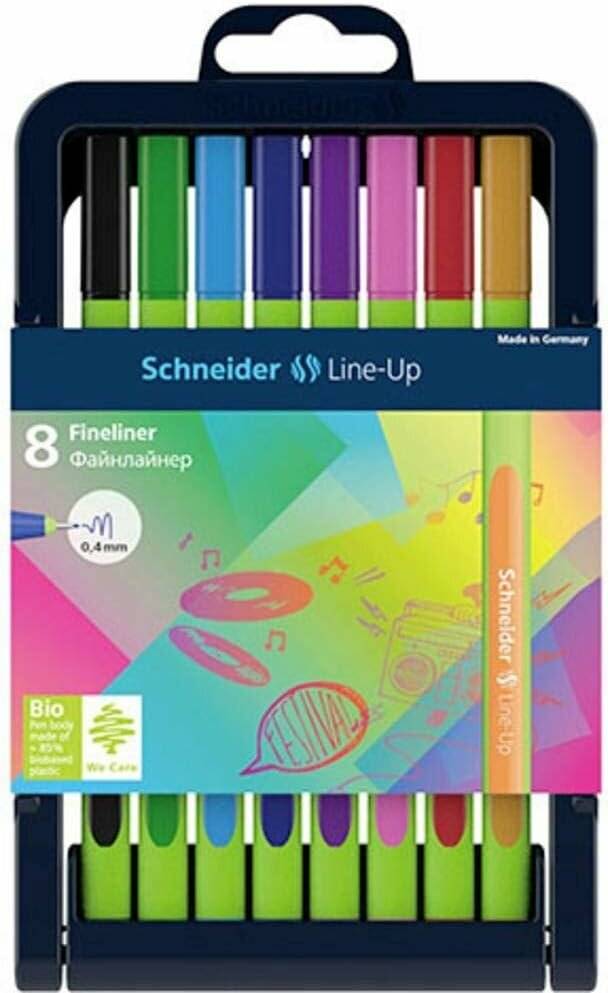 SCHNEIDER Fineliner Schneider Line-Up 910 1910 - farbig sortiert 0,4 mm gummierter Dreikantschaft 8er-Set
