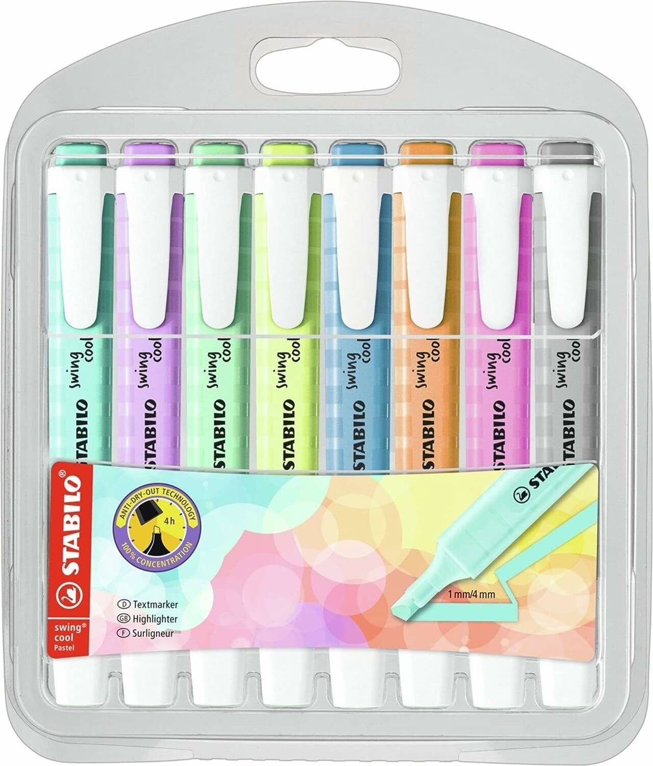 Textmarker Stabilo-Swing- cool Pastel 8er-Etui
