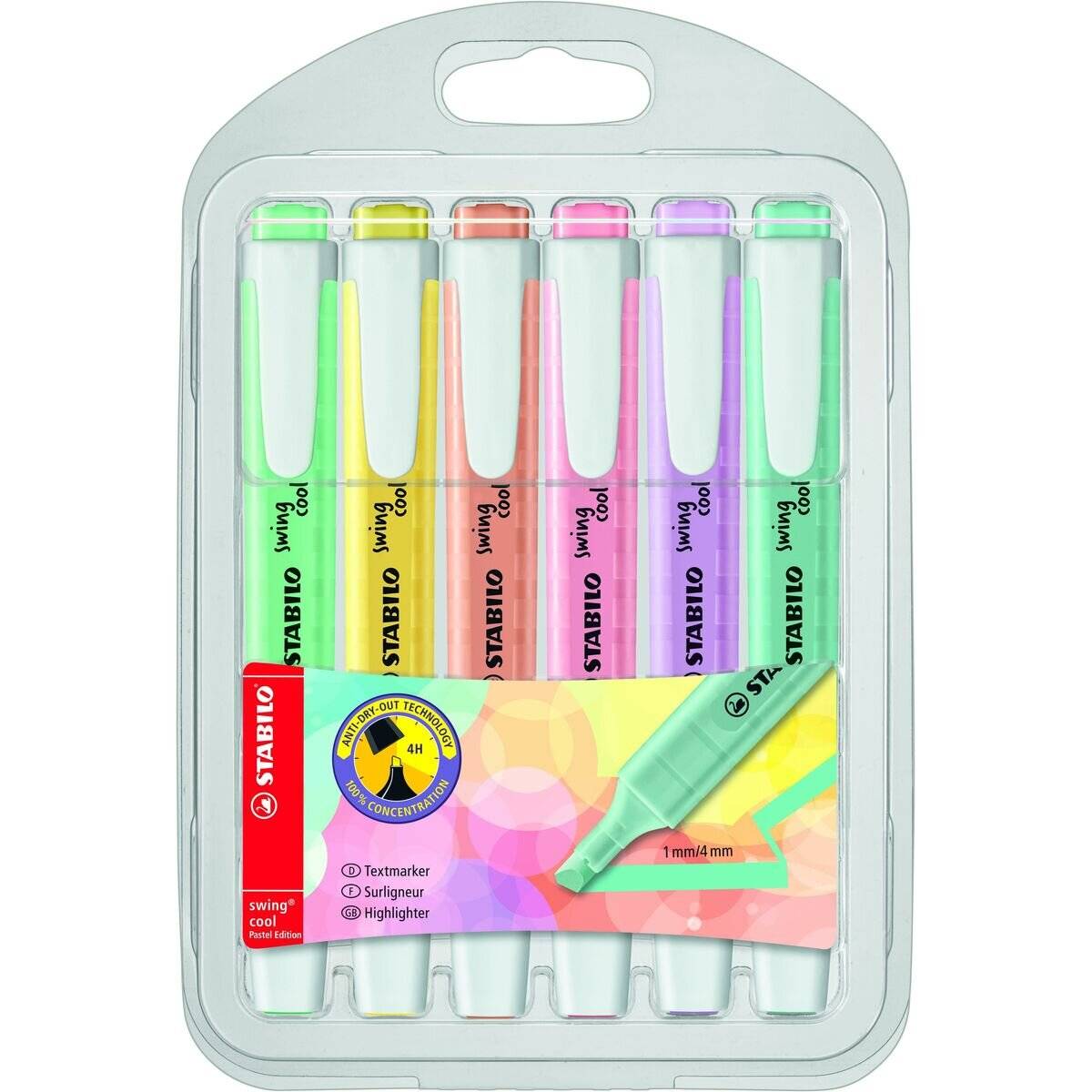 Textmarker Stabilo-Swing- cool Pastel 6er-Etui
