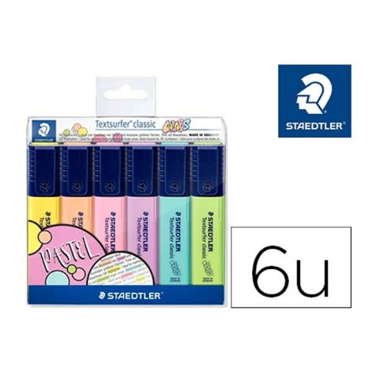 STAEDTLER Textmarker Staedtler textsurfer classic 364CWP6 - farbig sortiert (6) 1-5 mm Keilspitze permanent nicht nachfüllbar 6er-Set