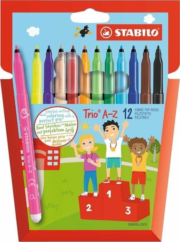 Fasermaler Trio A-Z 12er Etui auswaschbar feine Spitze Tinte