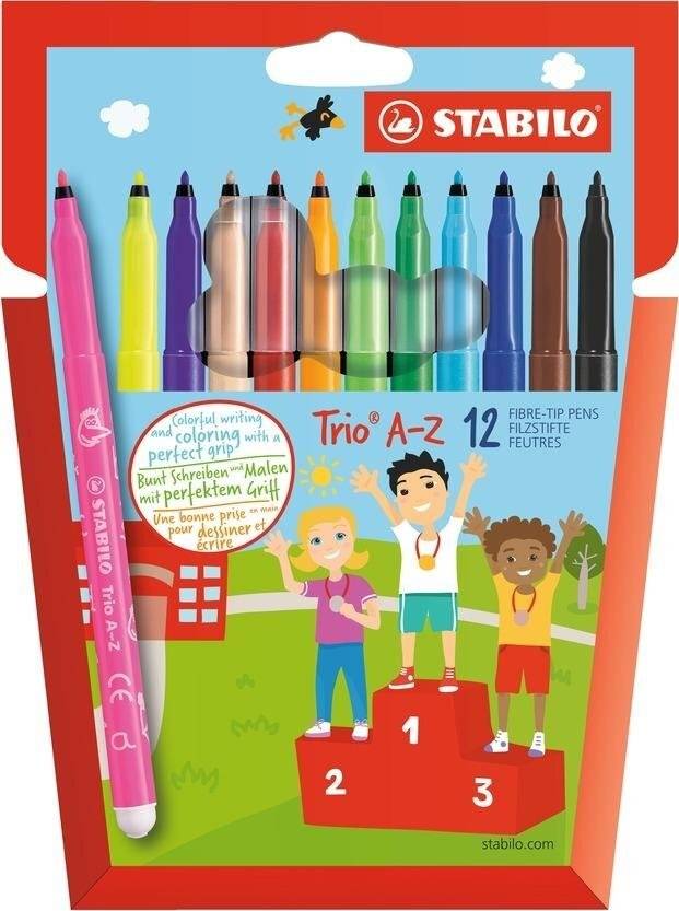 Fasermaler Trio A-Z 12er Etui auswaschbar feine Spitze Tinte