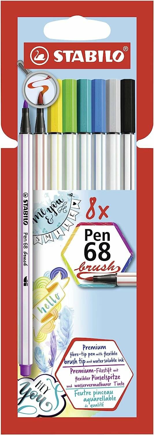 Fasermaler Pen 68 brush 8er Pappetui Filzstift flexibler Pinselspitze