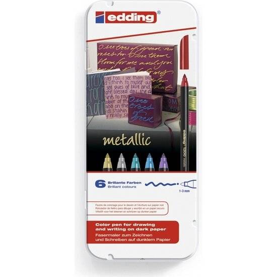 Edding Fasermaler 1200 6er Etui Metallic Farben sortiert