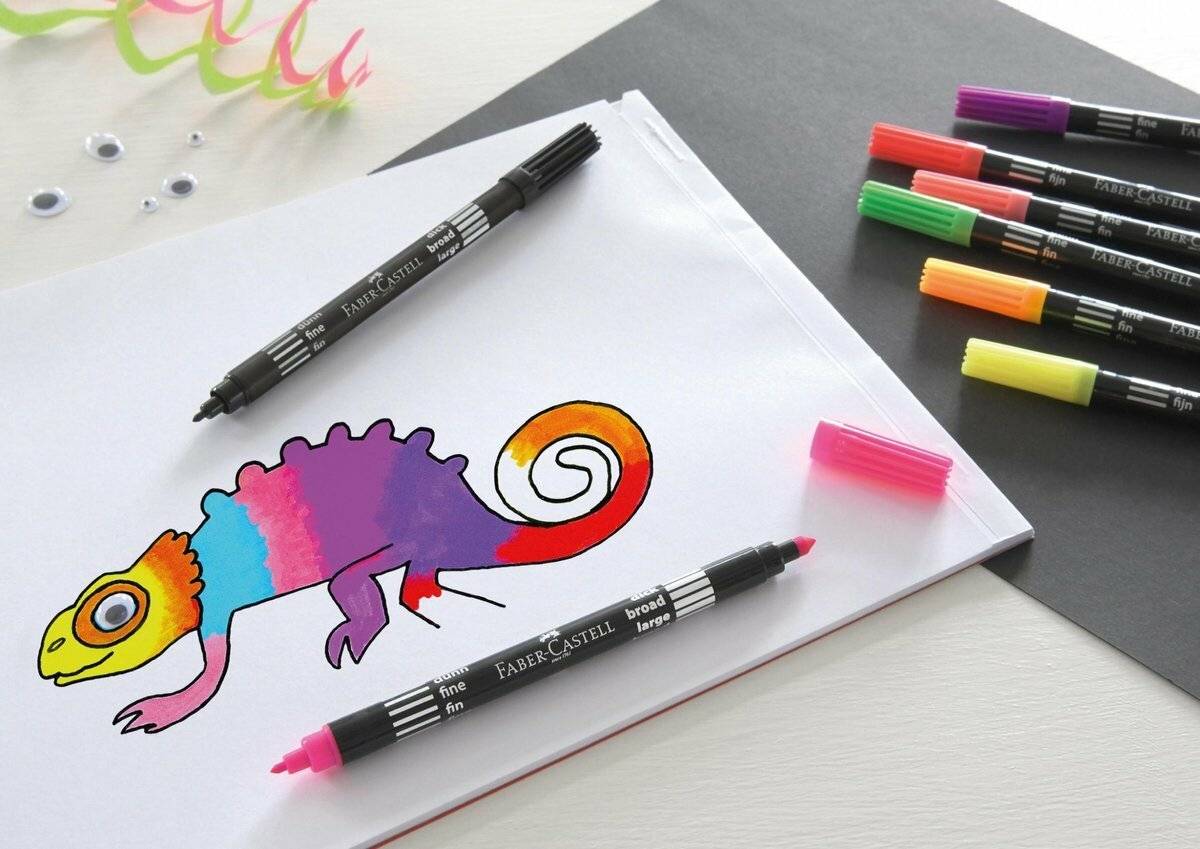 Fasermaler Dick und Dünn Neonfarben 10er-Etui Faber-Castell 151109