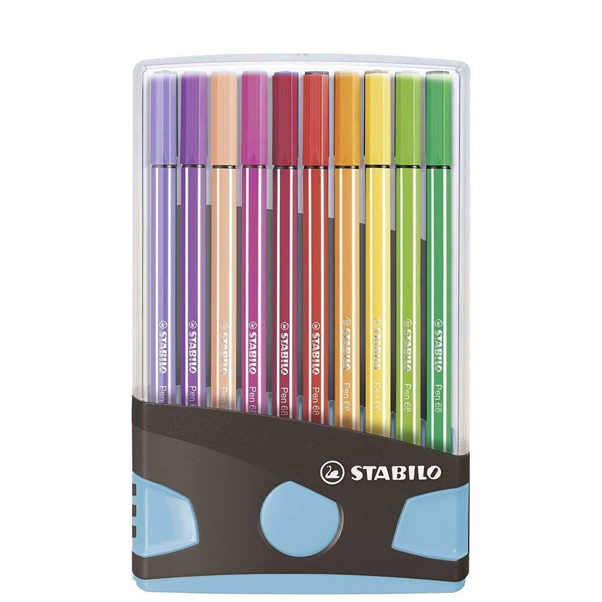 Stabilo-Pen 68 Color- Parade 20er in Kunststoff Box anthrazit-hellblau