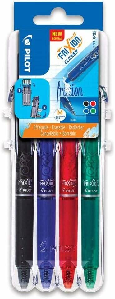 Pilot FRIXION ball CLICKER 2 Go Tintenroller-Set farbsortiert 0,4 mm