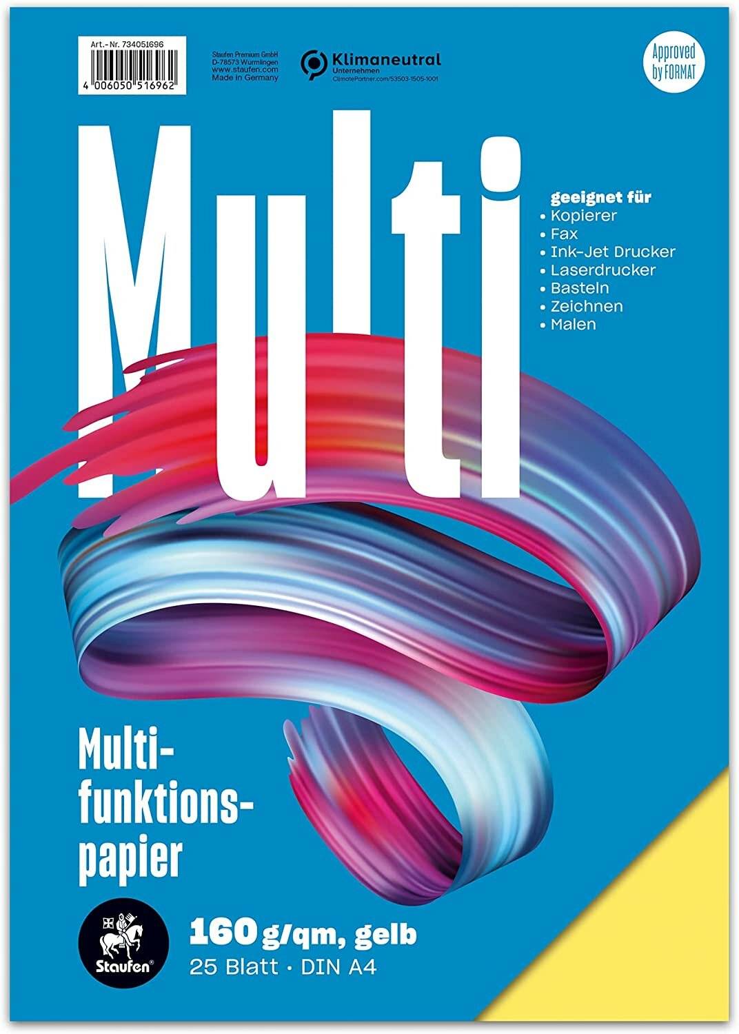 Multifunktions-Papier A4 160g 25Bl Intensivgelb 51696-734051696