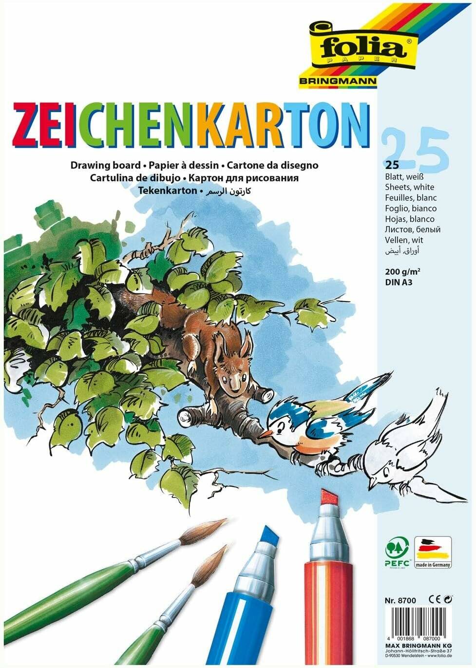 Zeichenkarton A3 200gramm Folia 25er Packung