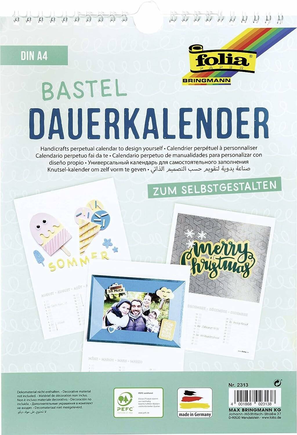 Bastel Kalender A4 weiss mit Anleitung jahresunabhängig