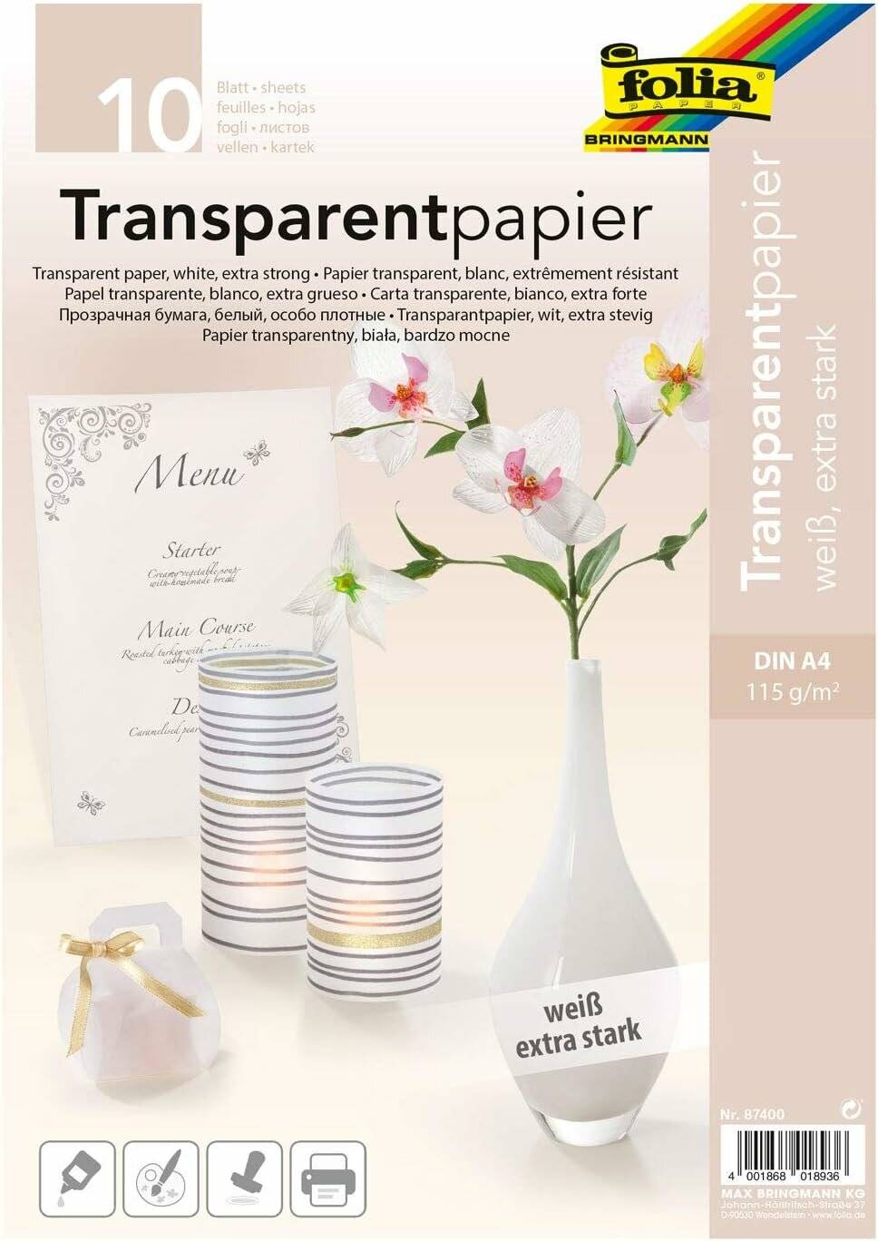 Transparentpapier Stark Din A4 Weiss 10er Packung