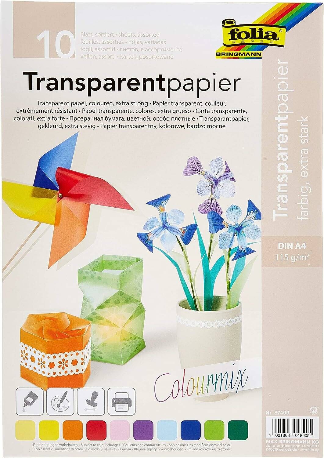 Transparentpapier Stark Din A4 Uni 10 Farben