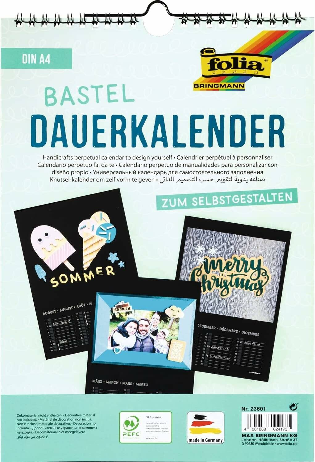 Bastel Kalender schwarz A4 Spiralbindung 23601 zum Selbstgestalten