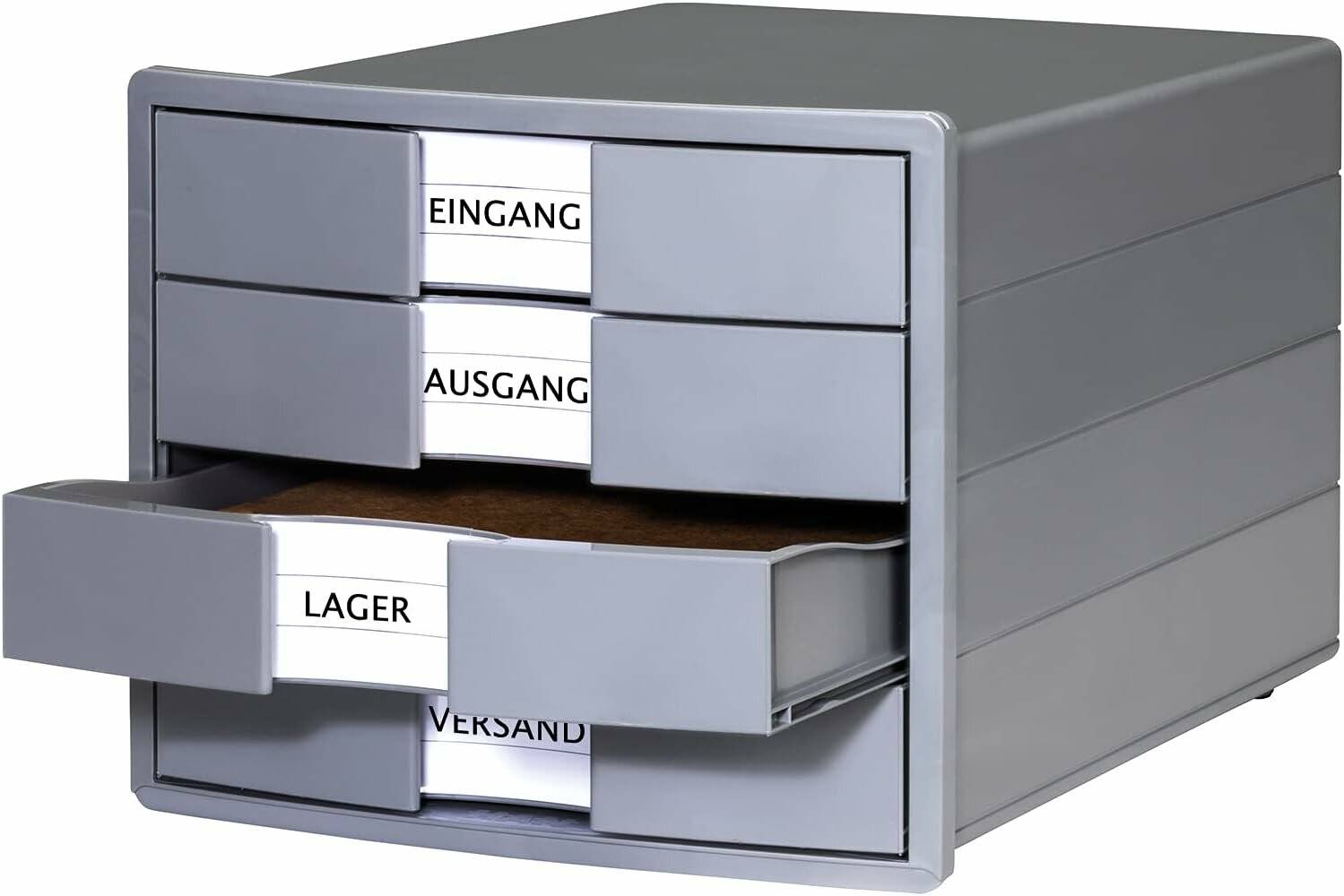 Schubladenbox 4er KARMA geschlossen öko-grau 80-100% Recyclingmaterial