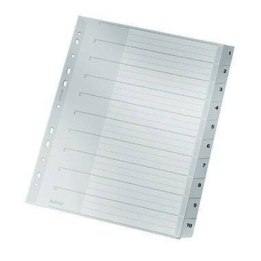Leitz Kunststoffregister 1280-00-00 1-10 A4+ 0,12mm graue Taben 10-teilig