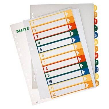 Register Plastik Zahlen 1-12 2X6Farbig 1294-00-00 Bedruckbar