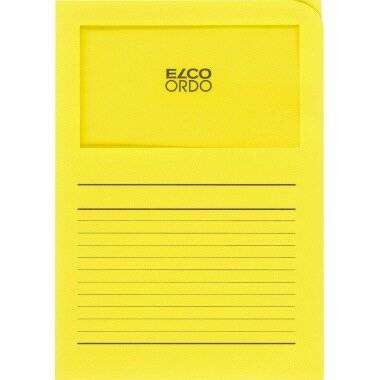 Projektmappe Elco Ordo Classico A4 120g intensiv gelb Linienaufdruck und Sichtfenster für Inkjet- druck geeignet