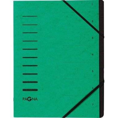 Pagna Ordnungsmappe A4 7-teilig grü n Aufdruck 1-7 auf dem Deckel mit Eck