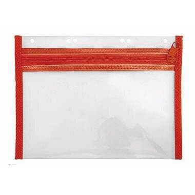 Veloflex Reiß verschluß tasche Velobag PP A5 110x205mm farblos/rot