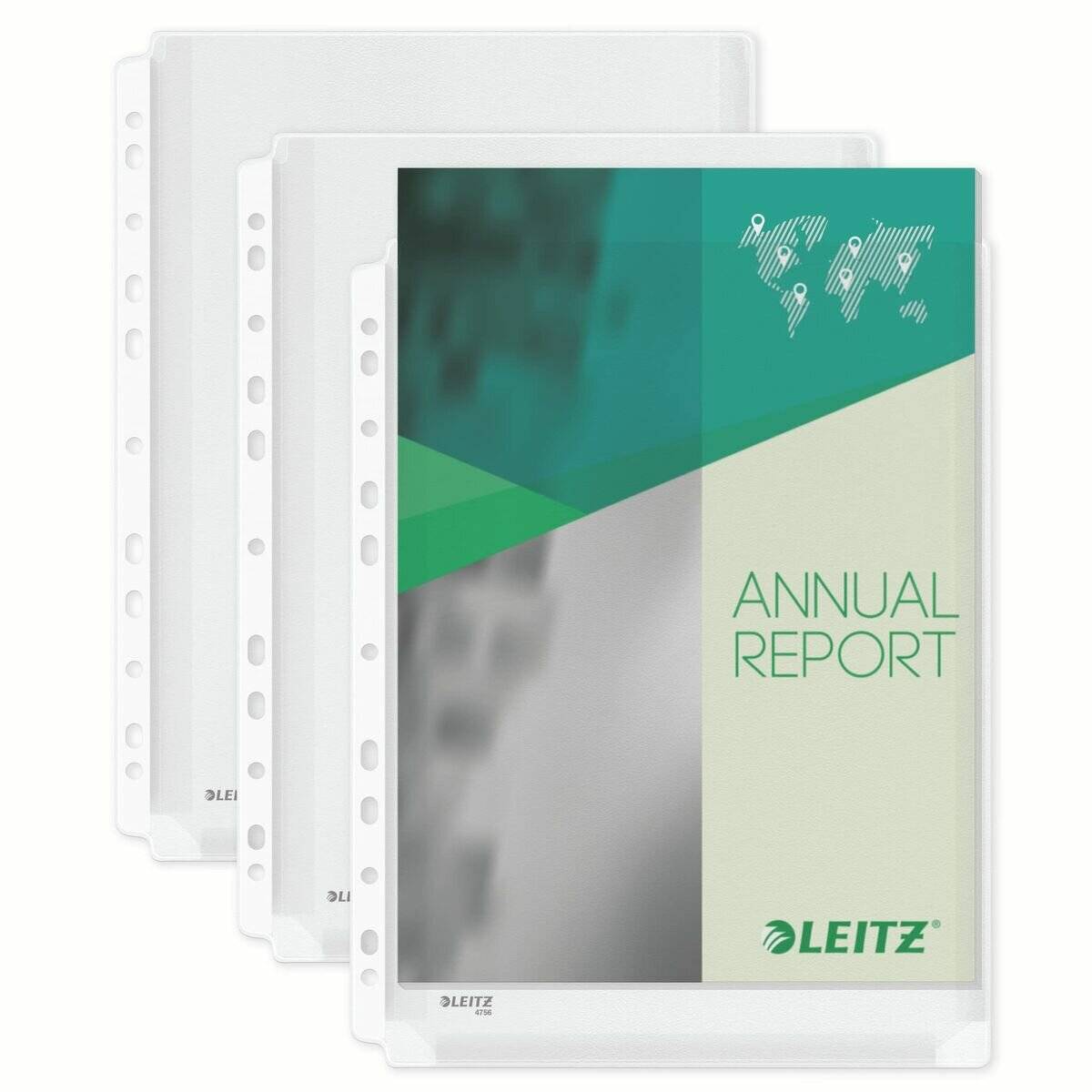 LEITZ Prospekthülle Leitz Maxi 4756 - A4 310 x 236 mm farblos Universallochung oben offen 0,17 mm PVC-Weichfolie Pckg/5
