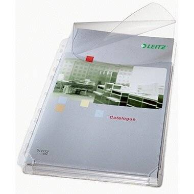 LEITZ Prospekthülle Leitz Maxi 4757 - A4 307 x 236 mm farblos Universallochung oben offen mit Klappe 0,17 mm PVC-Weichfolie Pckg/5