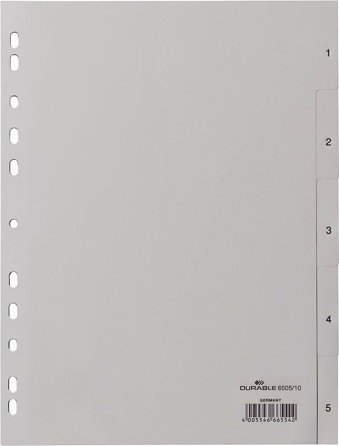 DURABLE Register Durable 6505 - A4 grau 1-5 PP-Folie