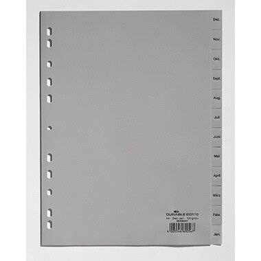 Register PP A4 Hoch 12Tlg Dezember-Januar Grau 6507