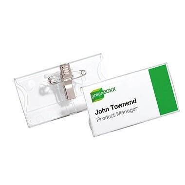 DURABLE Namensschild Durable 8121 - 40 x 75 mm transparent mit Kombiklemme Pckg/25