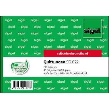 Quittung A6 Quer 2X40Blt Sd022 Sigel