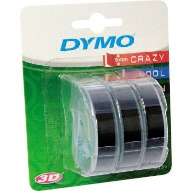 Dymo 3D Plastik-Prä geband S0847730 9mm x 3m weiß /schwarz abriebfest selbstklebend