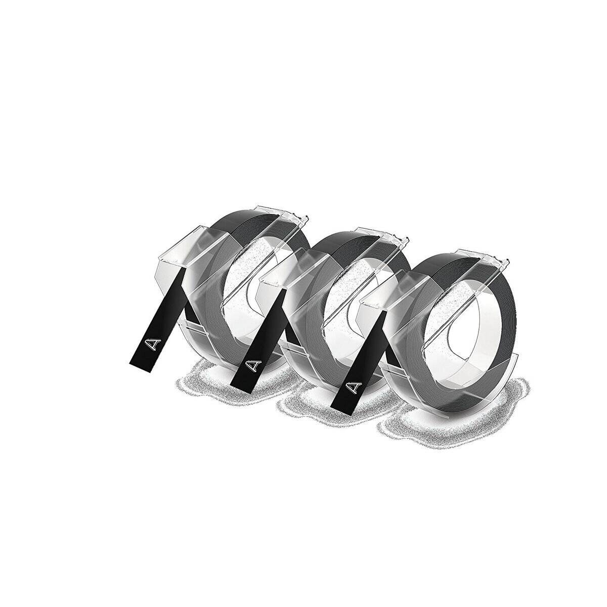 Dymo 3D Plastik-Prä geband S0847730 9mm x 3m weiß /schwarz abriebfest selbstklebend