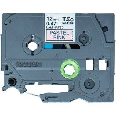Schriftband Brother 12mmx4m Textil schwarz/ pastellrosa Tze-MQE31