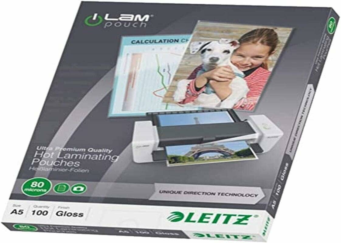 LEITZ Laminierfolie Leitz iLAM UDT 7492 - 216 x 153 mm für A5 80 µm glänzend glasklar Ethyl-Venyl-Acetat Pckg/100