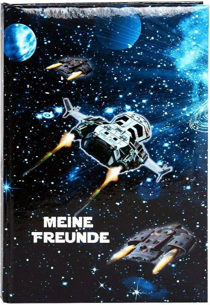 Freundebuch A5 Raumschiff 88 Seiten Kunstdruck laminiert illustriert Kunstdruck laminiert