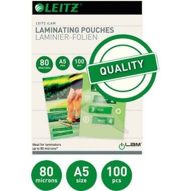 Leitz Laminierfolie 33817 DIN A5 80mic 1 Maße: 216 x 154 mm (B x H)