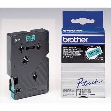 Brother P-touch Schriftband TC-701 12mm x 7,7m schwarz/grün