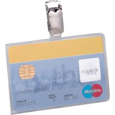 DURABLE Namensschild Durable 8113 - 54 x 85 mm transparent mit Clip Pckg/25