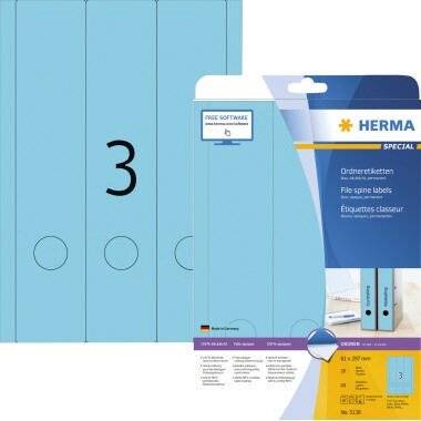 Etikett 61x297mm Ordner A4 blau lang 60E Format des Schildes: breit/lang