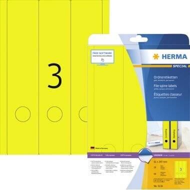 Etikett 61x297mm Ordner A4 gelb lang 60E Format des Schildes: breit/lang
