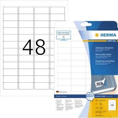 HERMA Etikett 4346 45,7x21,2mm weiß 1.20 Maße: 45,7 x 21,2 mm (B x H)