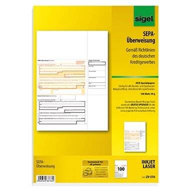 Sigel Überweisung ZV572 DIN A4 für InkJe Papierformat: DIN A4