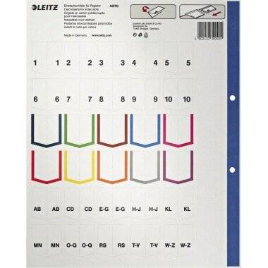 Leitz Register 12780000 blanko DIN A4 20 grau 20 Registerblätter