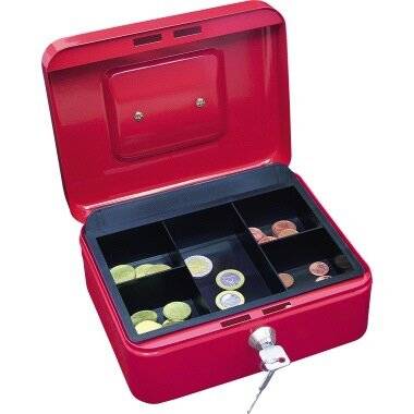 WEDO Geldkassette 145202X 20x16x9cm Größ Hartgeld mit Schloss Stahl rot