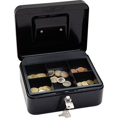 WEDO Geldkassette 145221X 20x16x9cm Größ Hartgeld mit Schloss Stahl schwarz
