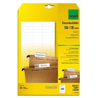 SIGEL PC-Einsteckschild LP720 DIN A4 60x Falken 185g/m² Papier weiß
