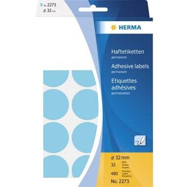 HERMA Markierungspunkt 2273 32mm blau 48 Papier blau 480 Etik./Pack.