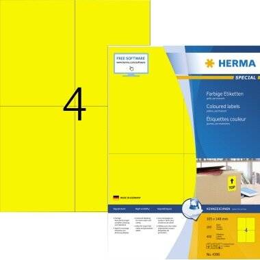 HERMA Etikett SPECIAL 4396 105x148mm gel gelb 400 Etik./Pack.