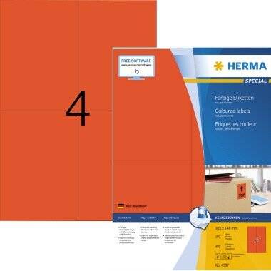 HERMA Etikett SPECIAL 4397 105x148mm rot rot 400 Etik./Pack.