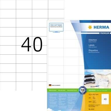HERMA Etikett Premium 4610 52,2x29,7mm w weiß 8.000 Etik./Pack.