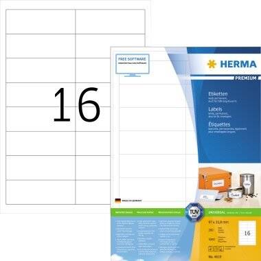 HERMA Etikett Premium 4619 97x33,8mm wei 3.200 Etik./Pack.